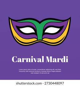 Karneval Mardi Gras Vektor Poster, Maskerade Maske Illustration, festliche lila Feier Design