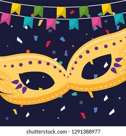 carnival mask accessory with garlands hanging