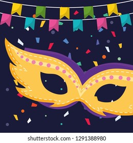 carnival mask accessory with garlands hanging
