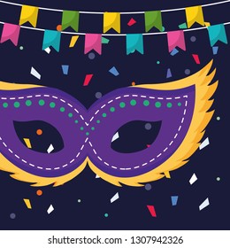 carnival mask accessory with garlands hanging
