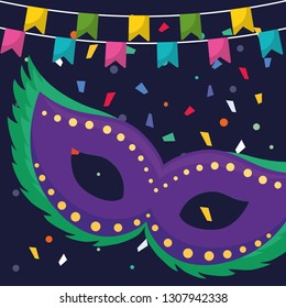carnival mask accessory with garlands hanging