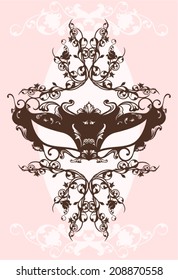 Carnival mask among rose flowers vector design element - luxurious ornate masquerade decoration