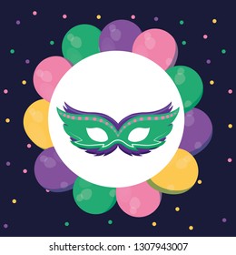 carnival mask with balloons helium around