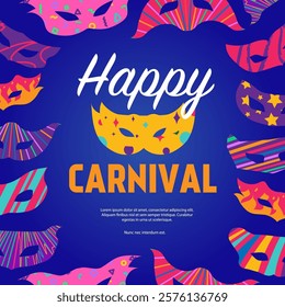 Carnival mask banner vector colorful style