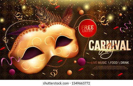 Free Photo  Golden masquerade carnival mask with party