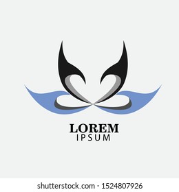 Carnival mask black and blue silhouette. Vector icon