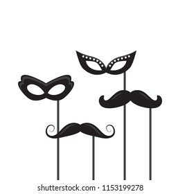 Carnival mask black silhouette. Vector template