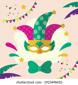 carnival mask and bowtie design, Party decoration celebration and festival theme Vector illustration