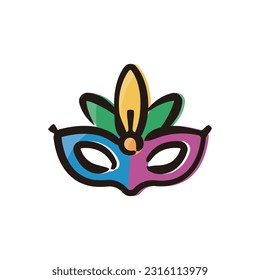 Carnival mask - Brazil icon (Hand-drawn line, colored version)