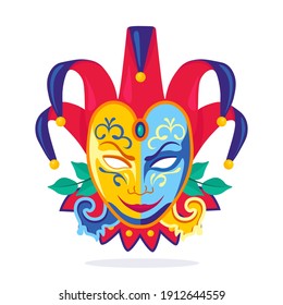 Carnival mask for brazilian masquerade, theatre, mystery performance, circus. Mardi gras. Vector illustration