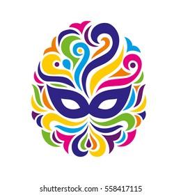 Carnival mask. Bright colors vector carnival mask. Object for greeting cards, logo. Mardi gras, carnival illustration.
