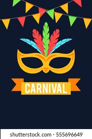 Carnival mask with buntings flyer design