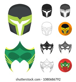 Carnival mask cartoon,black,flat,monochrome,outline icons in set collection for design.Mask on the eyes and face vector symbol stock web illustration.