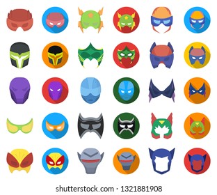 Carnival mask cartoon,flat icons in set collection for design.Mask on the eyes and face vector symbol stock web illustration.