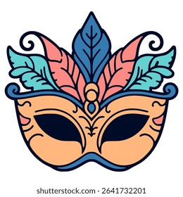 carnival mask celebration happy flat color vector illustration template design