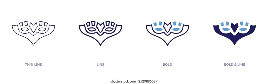 Carnival mask collection icon in 4 different styles. Thin Line, Line, Bold, and Bold Line. Duotone style. Editable stroke.