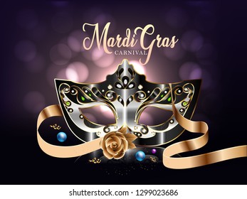 Carnival mask, colorful poster, template, flyer, carnival banner with luxurious mask 