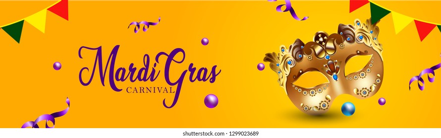 Carnival mask, colorful poster, template, flyer, carnival banner with luxurious mask 