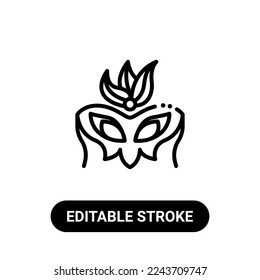 carnival mask costume icon editable stroke. vector illustration