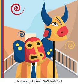 Carnival mask and costume. Vector illustration