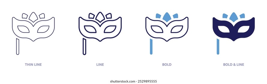 Carnival mask crafting icon in 4 different styles. Thin Line, Line, Bold, and Bold Line. Duotone style. Editable stroke.