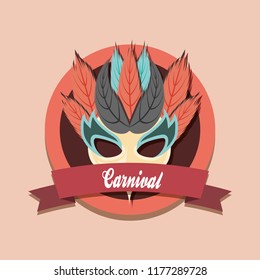 carnival mask decoration retro label