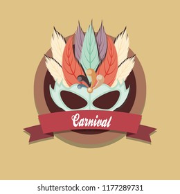 carnival mask decoration retro label