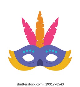 carnival mask with decorative feathers