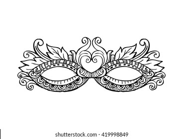 Carnival Mask with Decorative Feathers. 