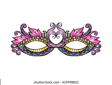 Carnival Mask with Decorative Feathers. 