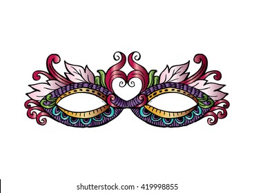 Carnival Mask with Decorative Feathers. 