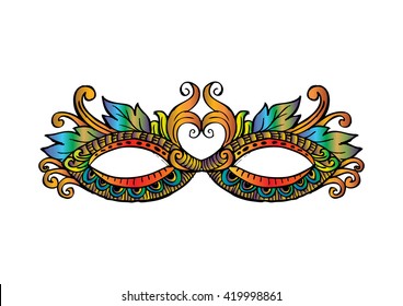 Carnival Mask with Decorative Feathers. 