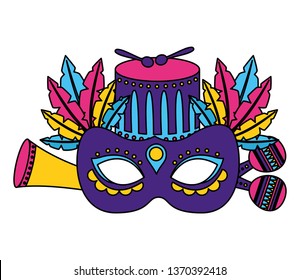 carnival mask drum feathers
