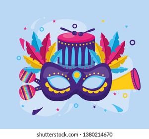 carnival mask drum feathers