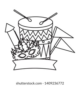 carnival mask with drum and rocket fireworks