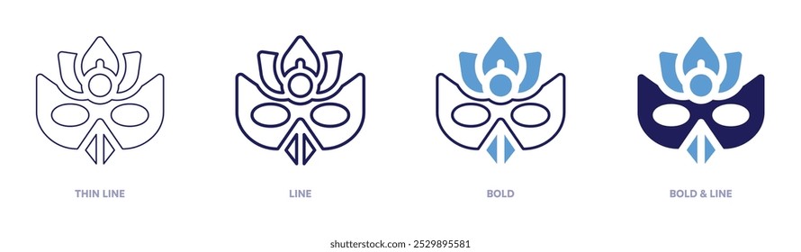 Carnival mask exhibitions icon in 4 different styles. Thin Line, Line, Bold, and Bold Line. Duotone style. Editable stroke.