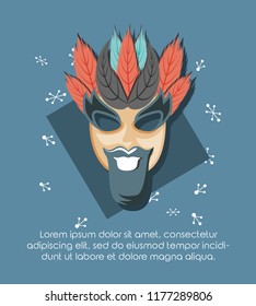 carnival mask with feathers decoration retro style