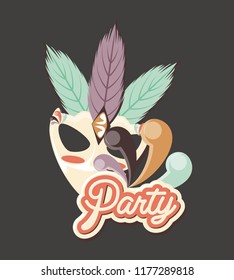 carnival mask with feathers decoration retro style