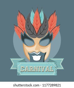 carnival mask with feathers decoration retro style