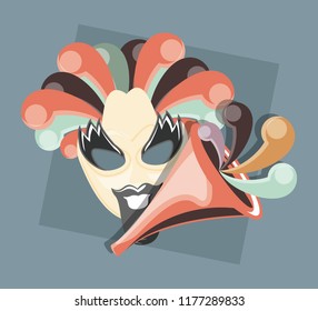 carnival mask with feathers decoration retro style