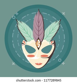 carnival mask with feathers decoration retro style