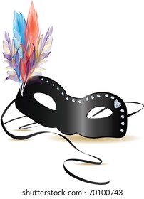 carnival mask with feathers and diamonds