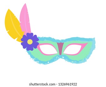 Carnival mask with feathers. Isolated vector illustration