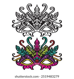  Carnival mask with feathers and ornaments.
