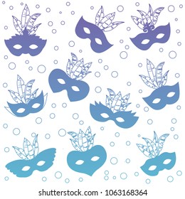 carnival mask with feathers pattern background