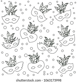 carnival mask with feathers pattern background