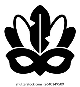 Carnival mask with feathers solid icon, city museum concept. Vector graphics. Opera event vintage mask sign on white background, style mobile or design