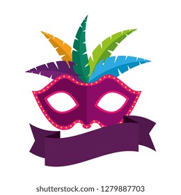 carnival mask with feathers and tape