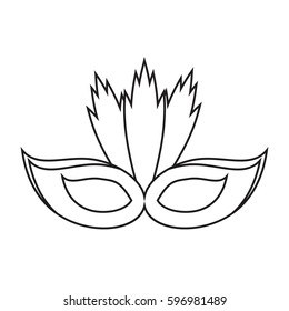 carnival mask with feathers thin line