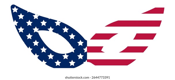 Carnival mask featuring the United States flag, celebrating Independence Day, perfect for Fourth of July festivities or any patriotic gathering, embodying national pride and tradition